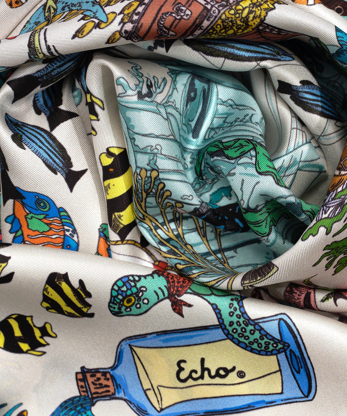 Lost At Sea 35" Silk Square Scarf in color multi