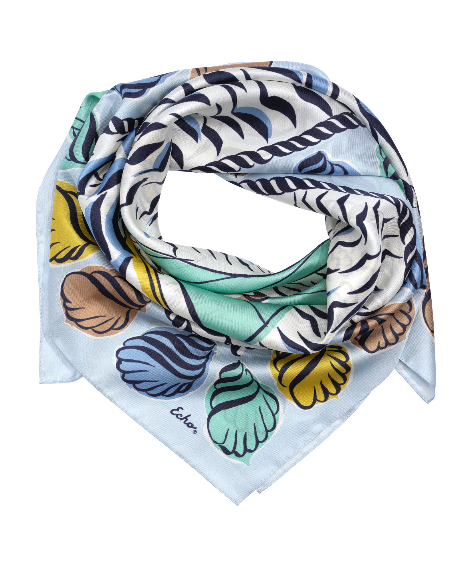 Sail Away 35" Silk Square Scarf in color chambray
