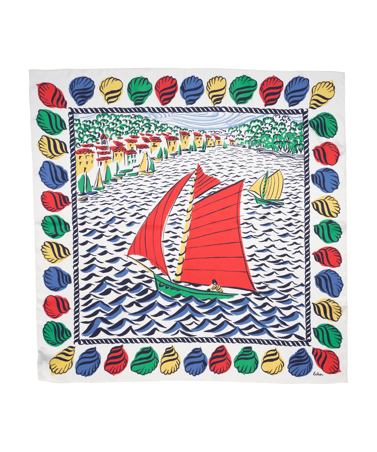 Sail Away 35" Silk Square Scarf in color multi