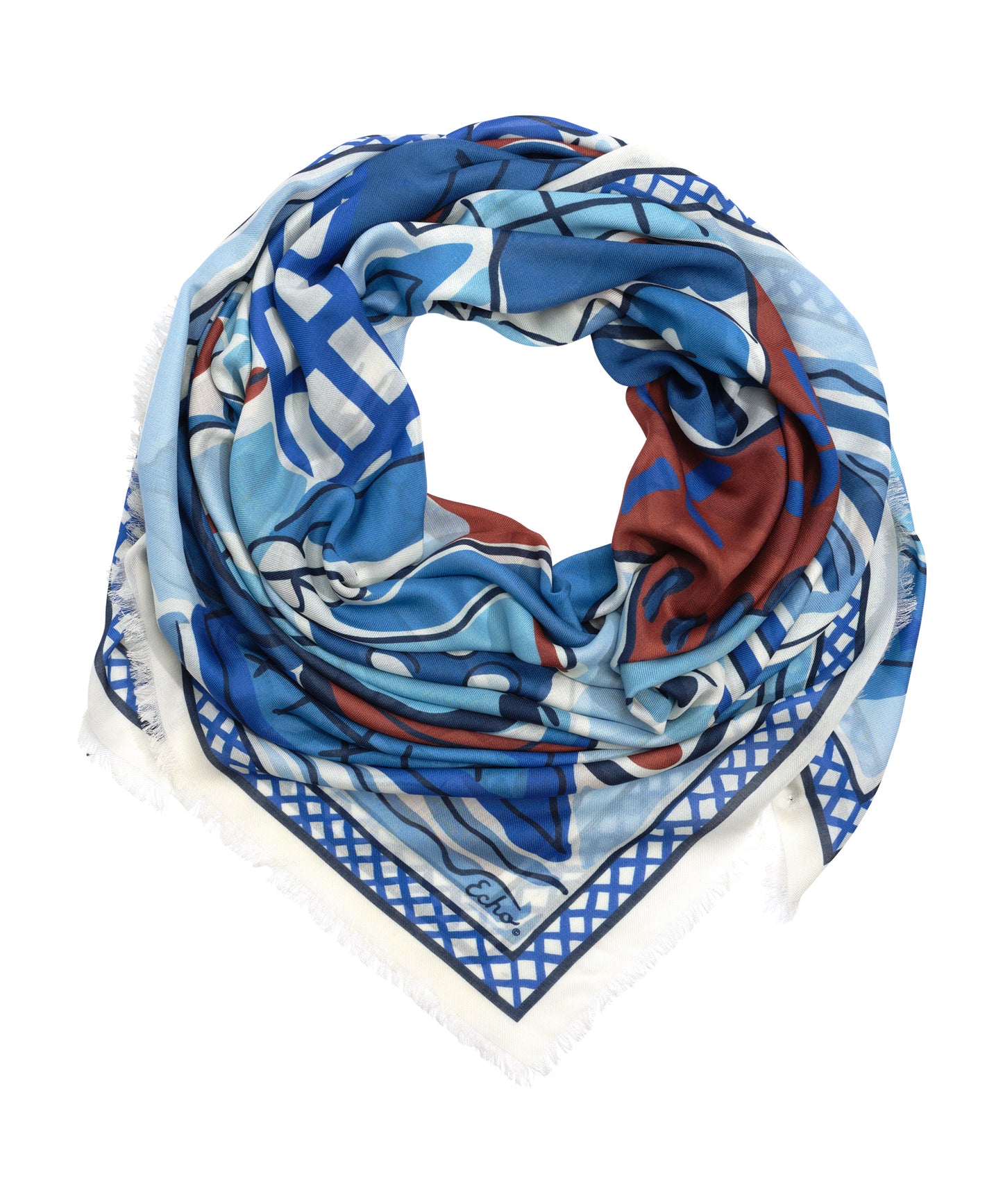 Cubists Oversized Square Scarf in color navy