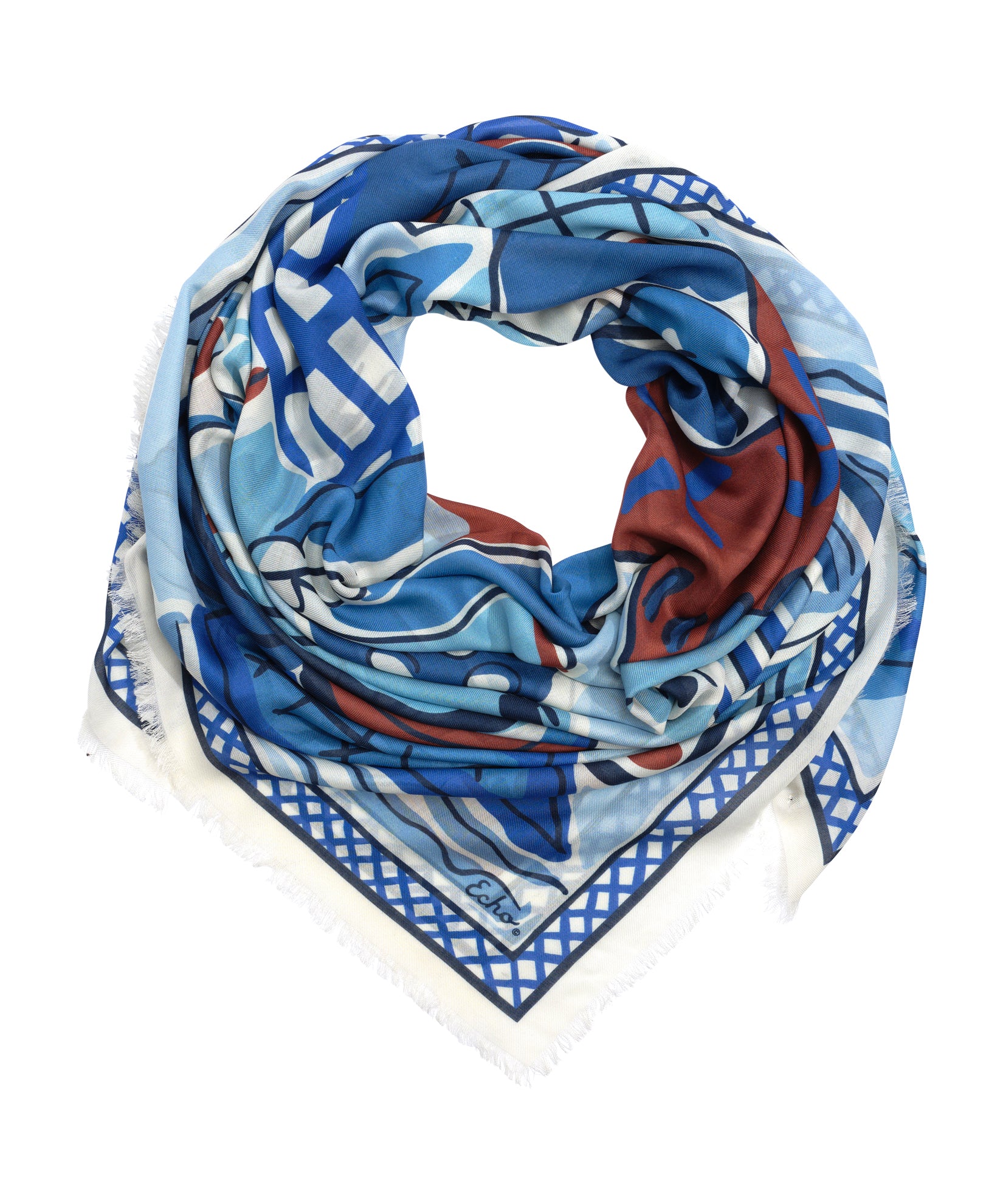 Cubists Oversized Square Scarf in color navy