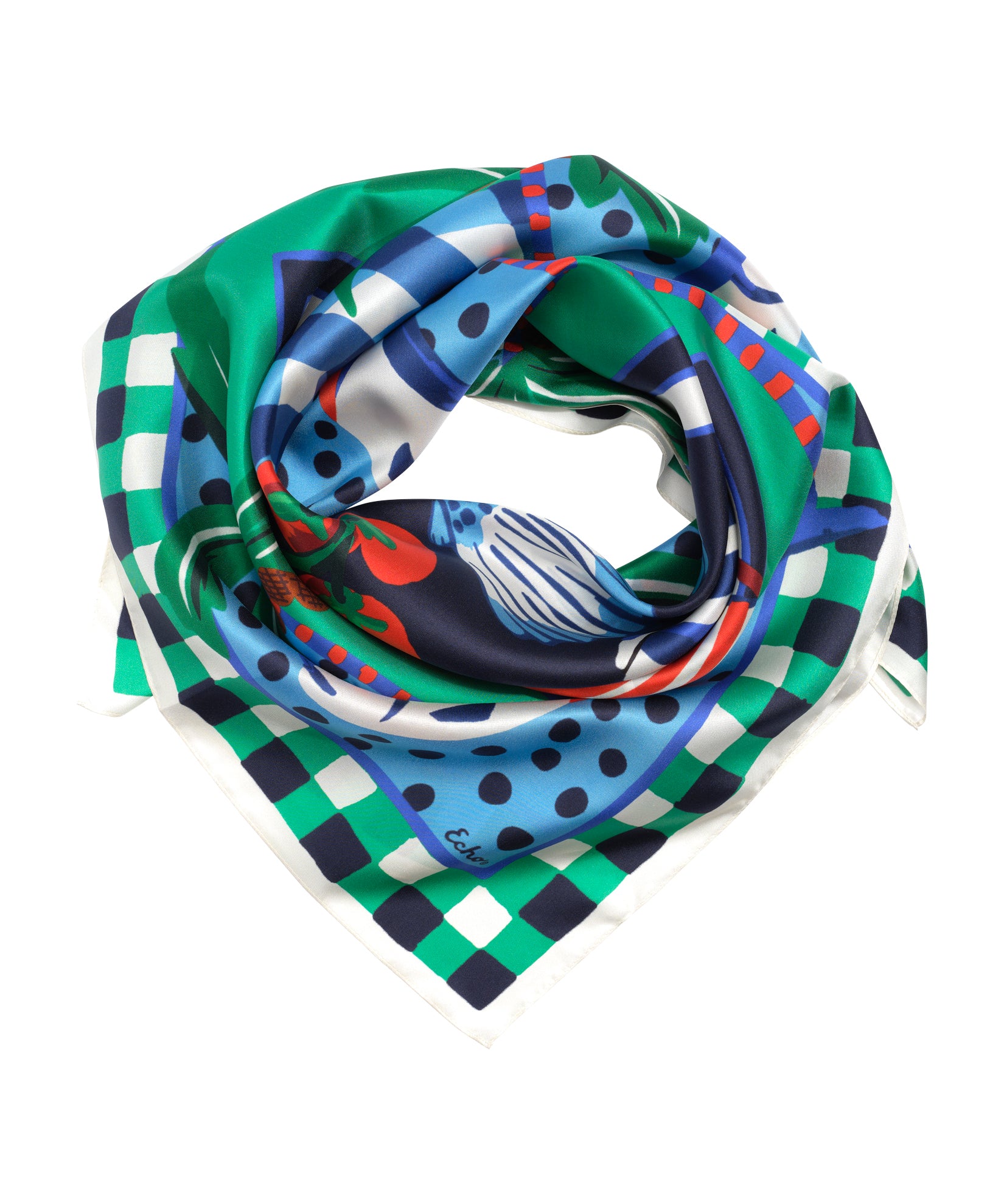 Beach Picnic Silk Square in color ultramarine