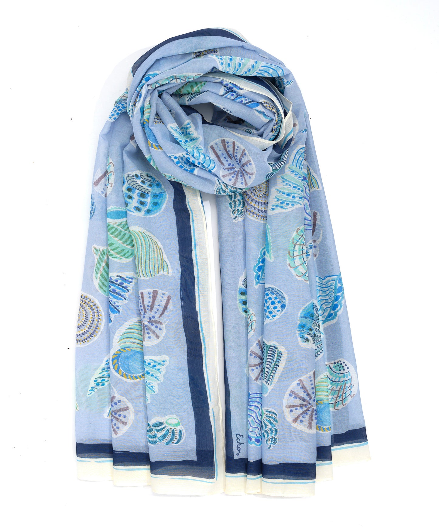 Sea Shells Sarong in color chambray
