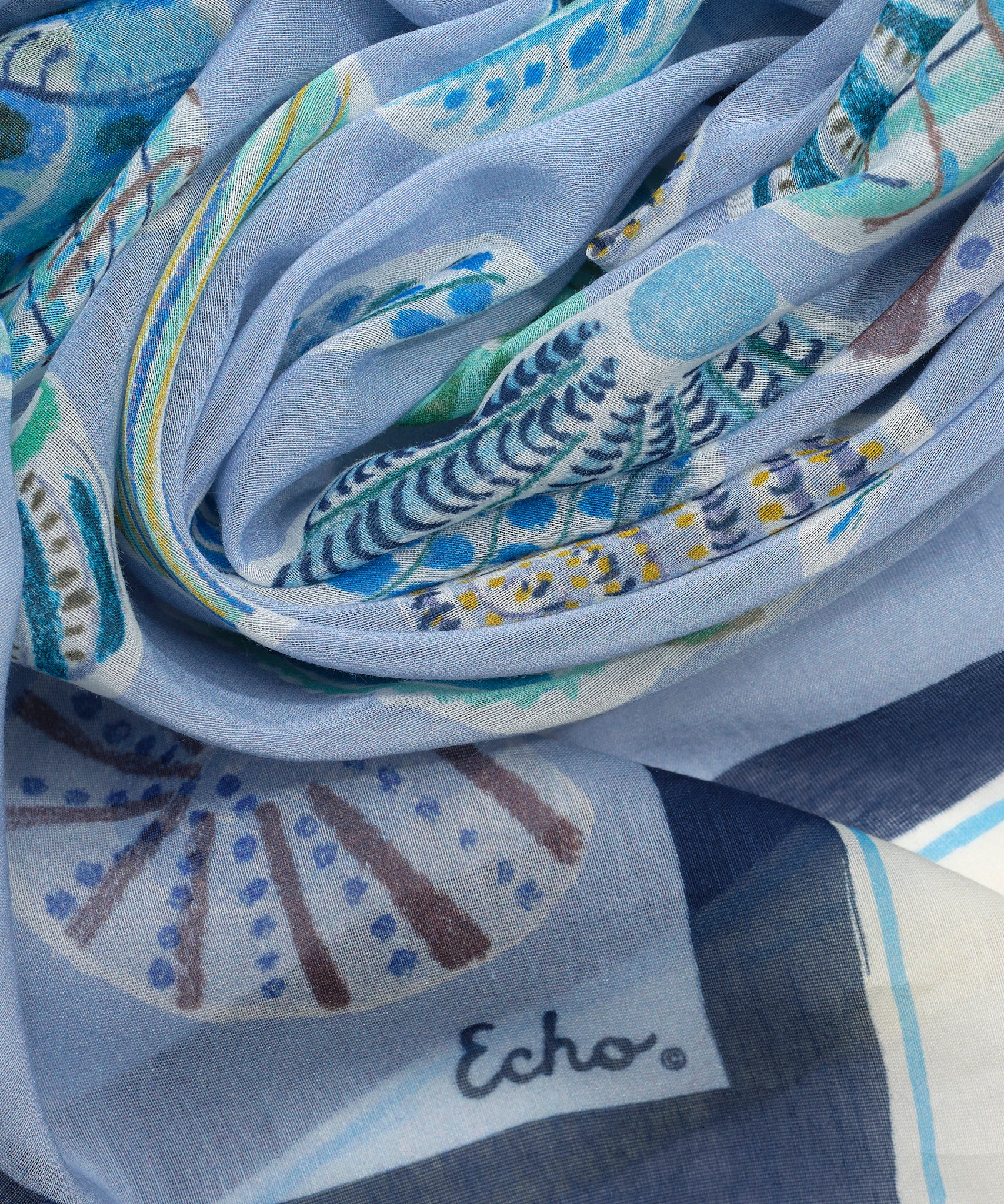 Sea Shells Sarong in color chambray