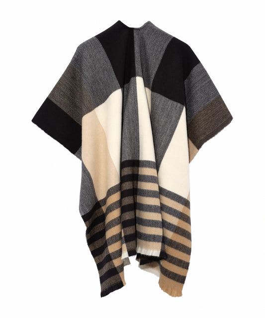 Gramercy Plaid Ruana in color black