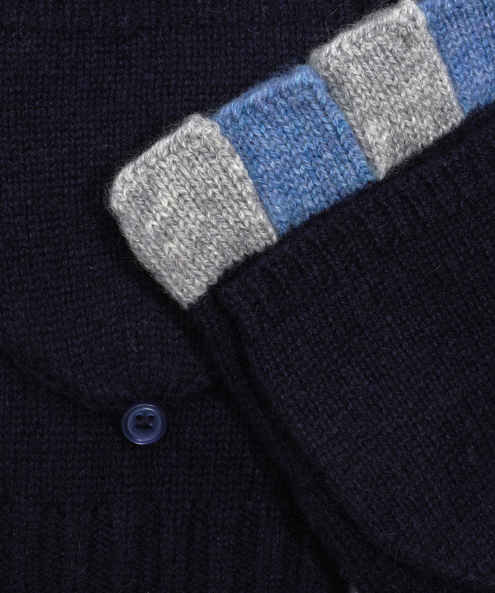 Colorblock Wool/Cashmere Pop-top Mitten in color navy