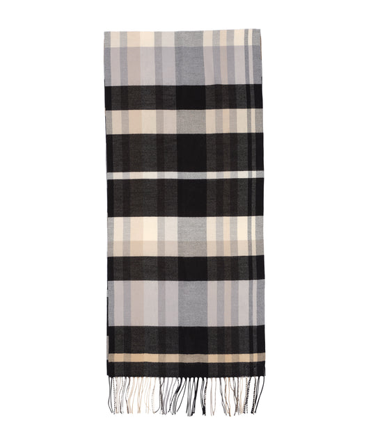 Central Park Plaid Scarf in color black