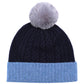 Colorblock Wool/Cashmere Cable Pom Beanie in color navy