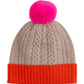 Colorblock Wool/Cashmere Cable Pom Beanie in color pebble
