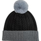Colorblock Wool/Cashmere Cable Pom Beanie in color black
