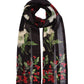 Amaryllis Silk Scarf in color black