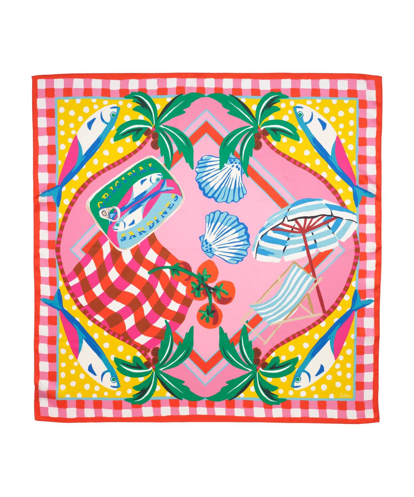 Beach Picnic Silk Square in color beach pink