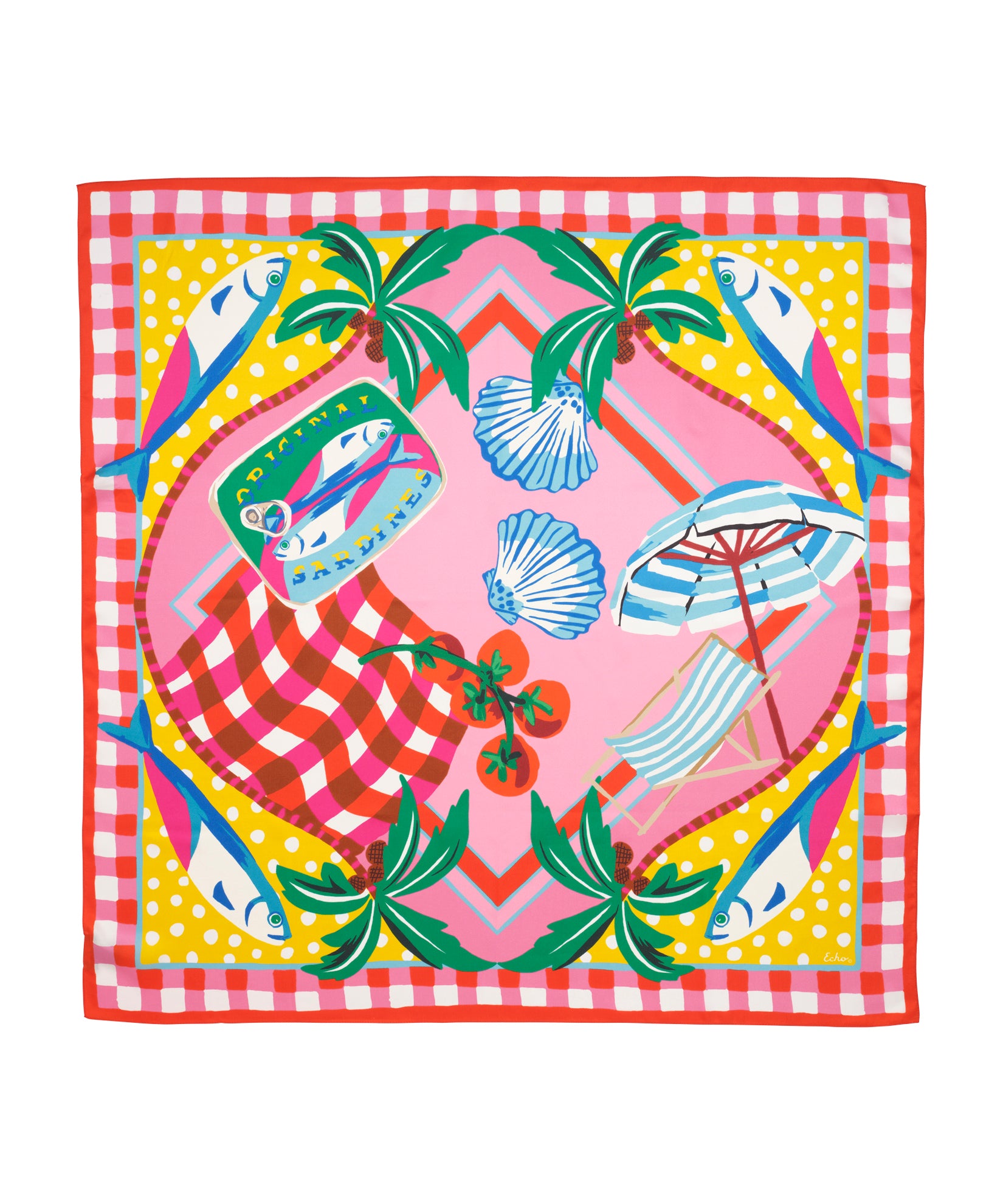 Beach Picnic Silk Square in color beach pink