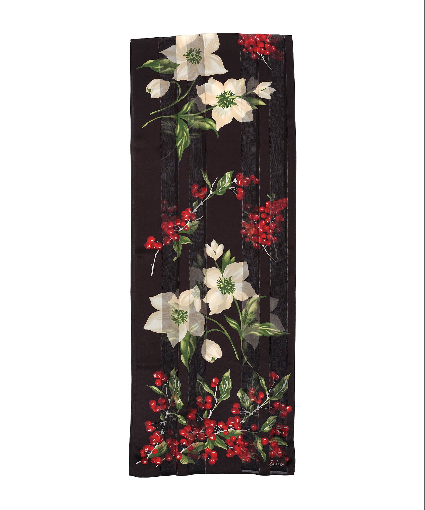 Amaryllis Silk Scarf in color black