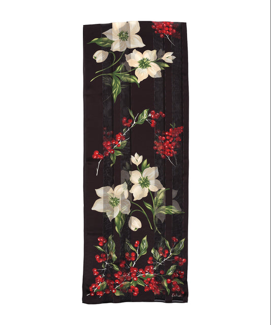 Amaryllis Silk Scarf in color black