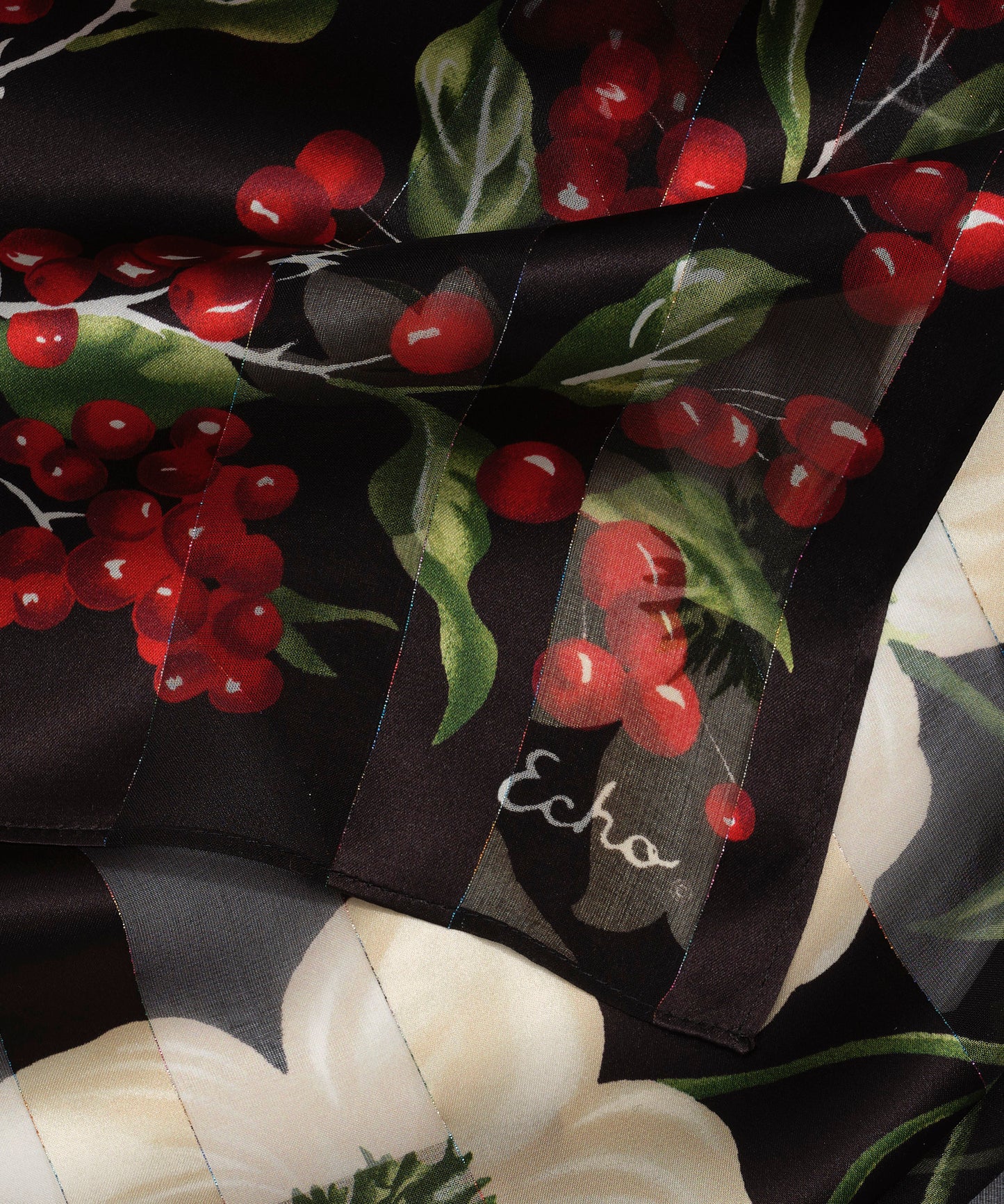 Amaryllis Silk Scarf in color black