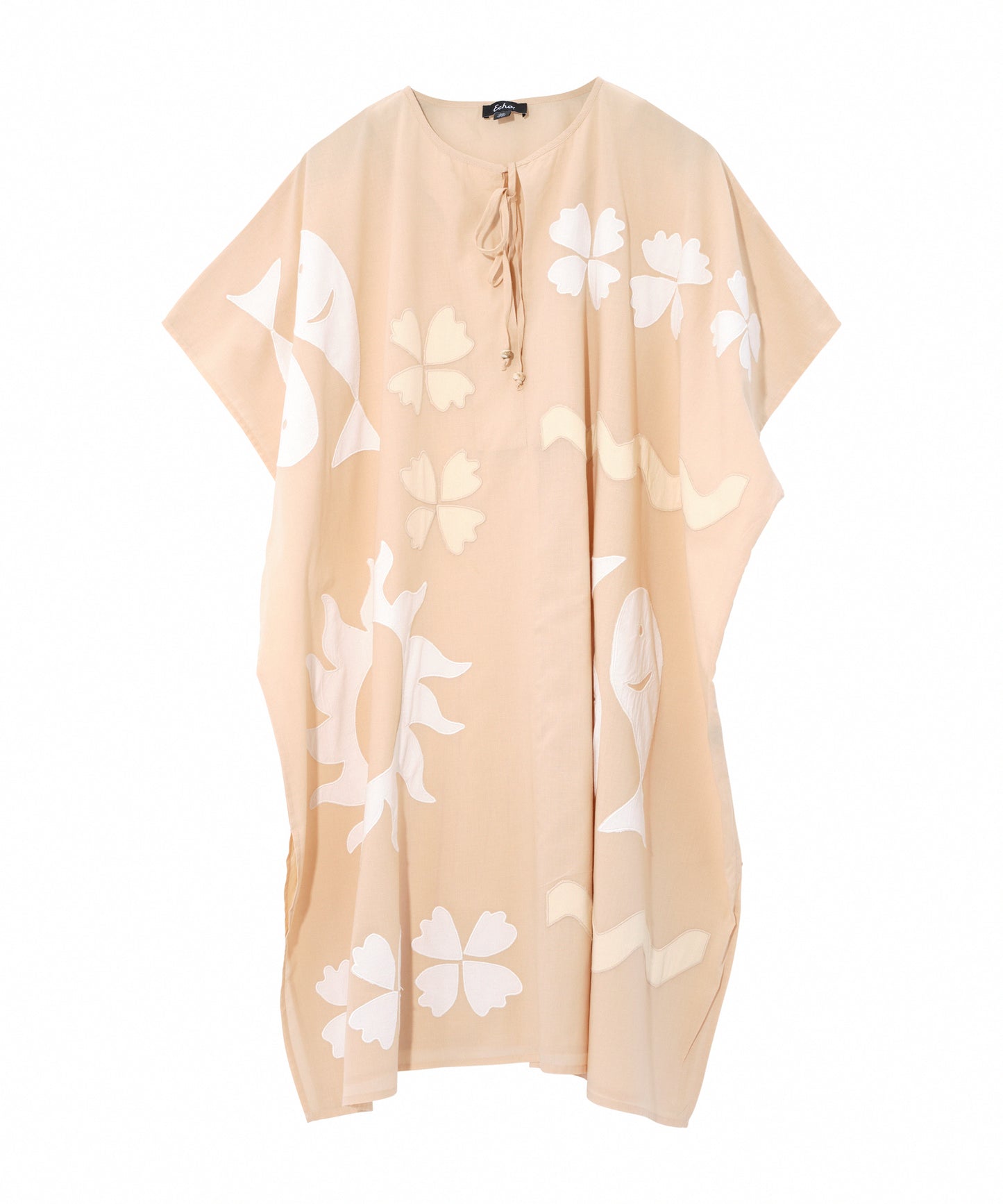 Sunup Applique Caftan in color cream