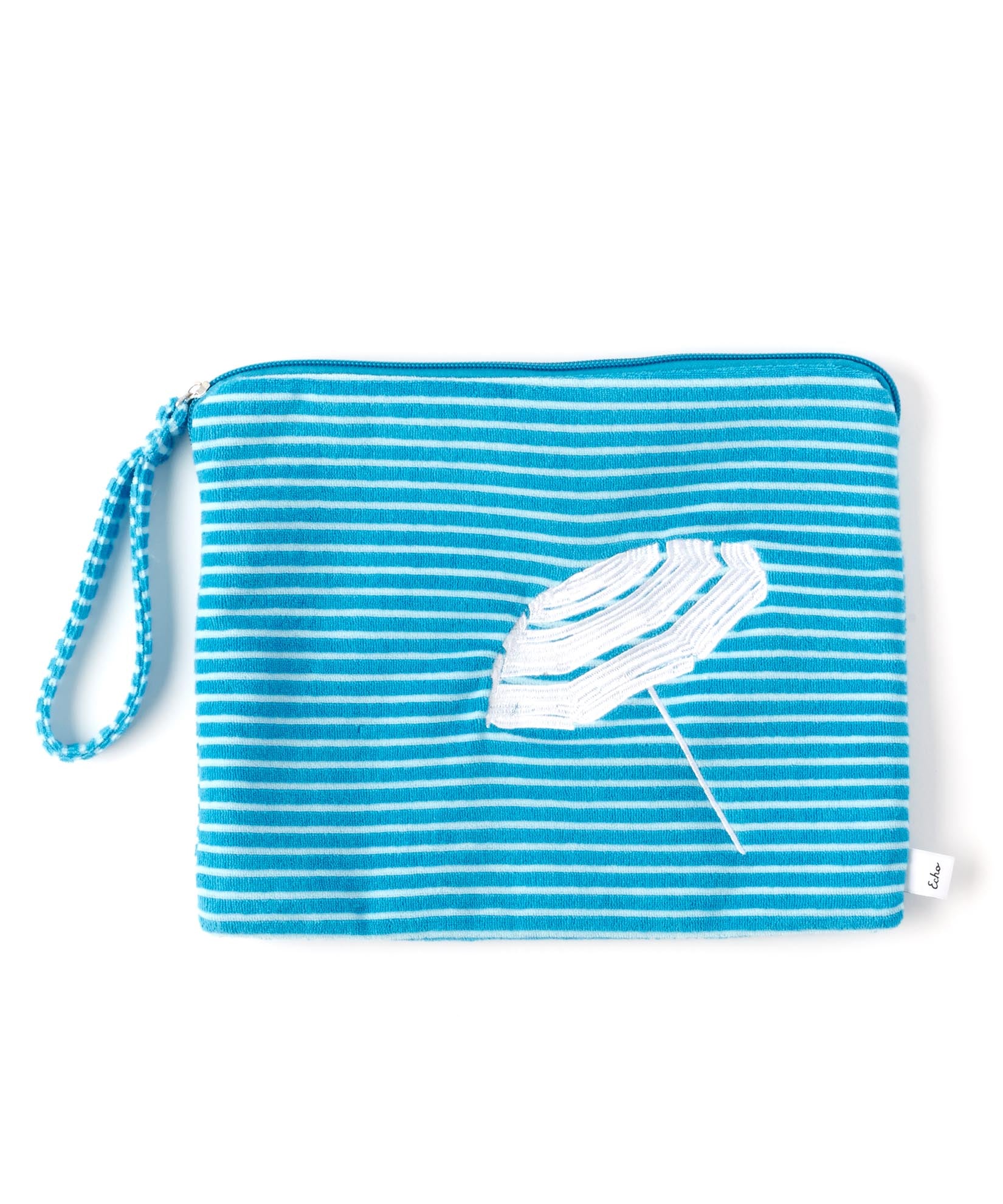 Striped Terry Bali Bikini Bag in color Riviera/White
