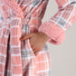 Pink Plaid Plush Robe in color Pink Plaid