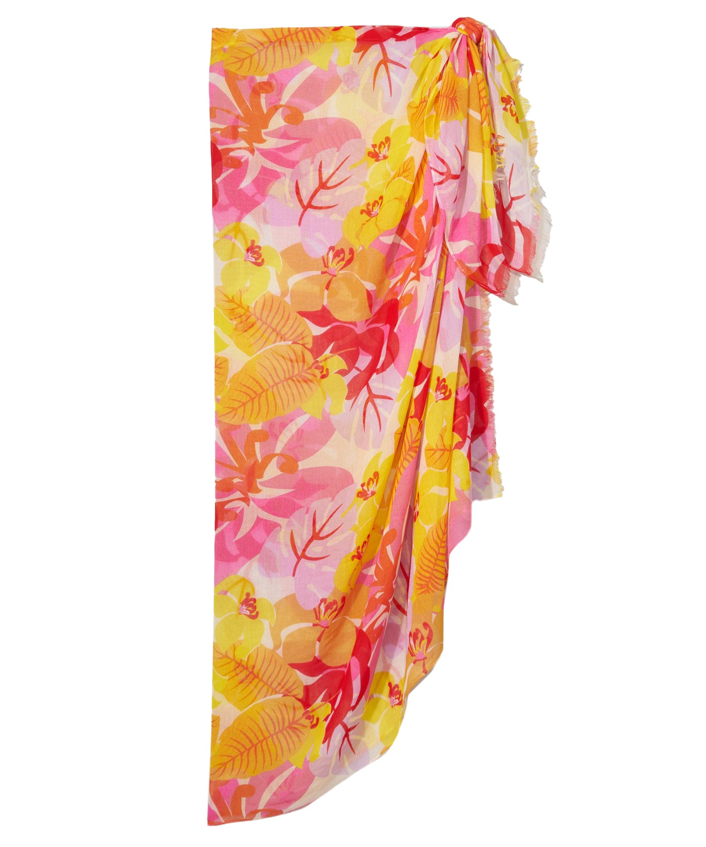 Cut Out Floral Pareo Wrap in color Pink Hibiscus