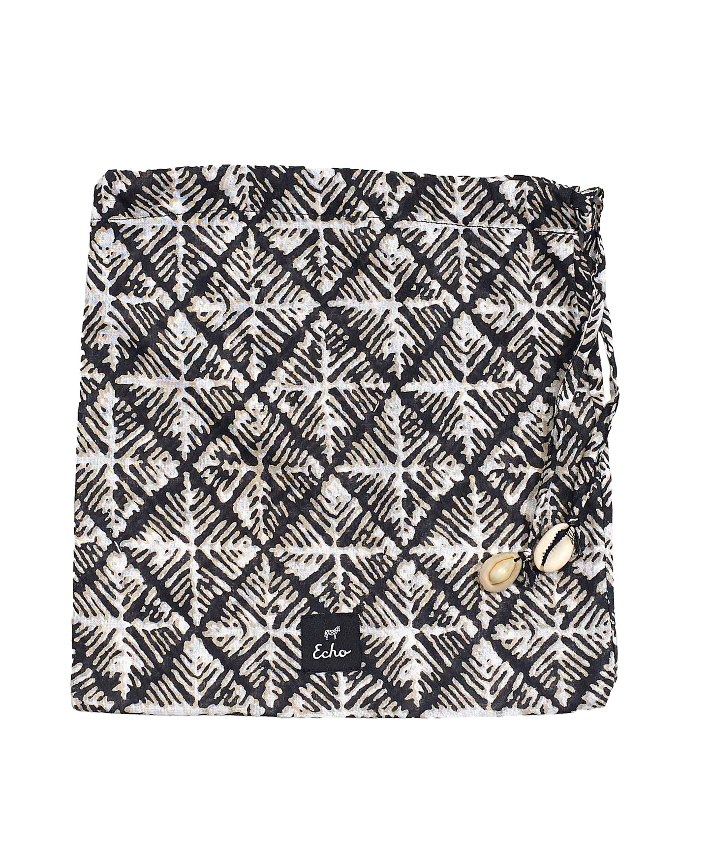 Block Print Pareo Wrap In Bag in color Black