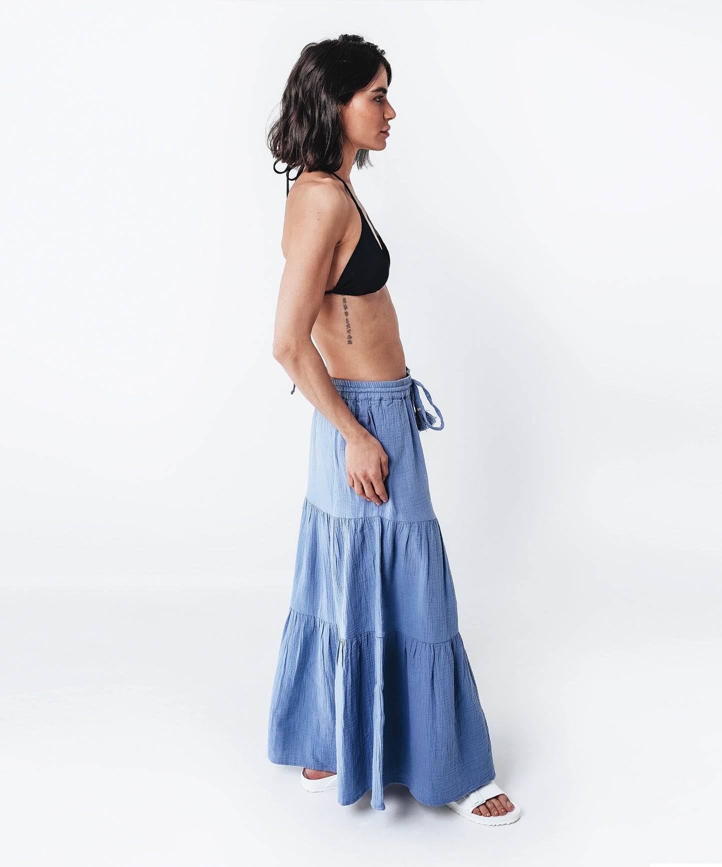 Double Gauze Tiered Breeze Skirt in color Infinity Blue