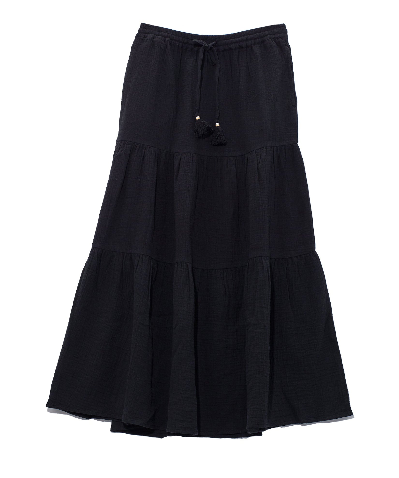Double Gauze Tiered Breeze Skirt in color Black