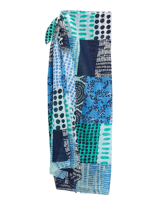 Patchwork Pareo Wrap In-a-bag in color Aqua