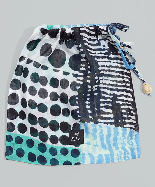 Patchwork Pareo Wrap In-a-bag in color Aqua