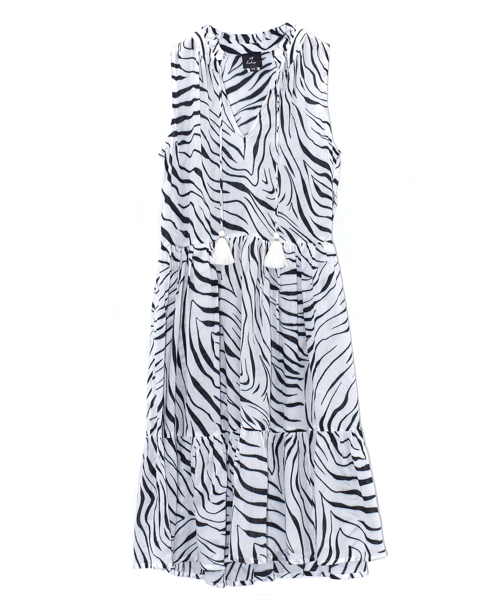Zebra Short Tiered Dress in color Cream