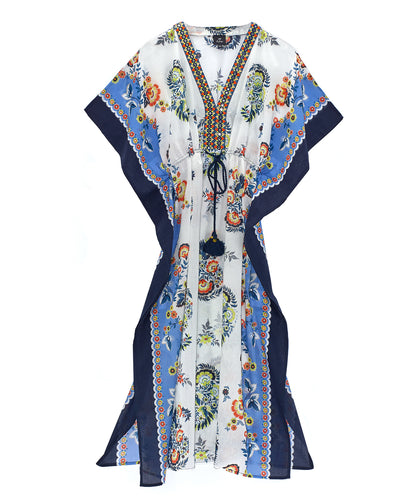 Floral Bandana Maxi Butterfly Caftan in color Navy