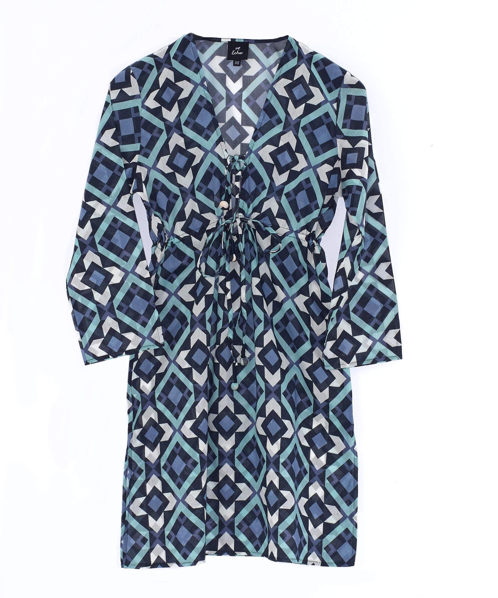 Geo Poolside Tunic Dress in color Navy