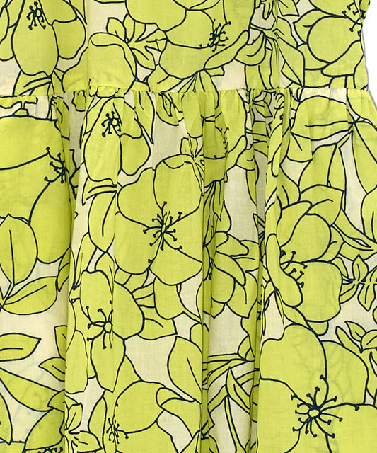 Etched Floral Short Tiered Dress in color Sunny Lime