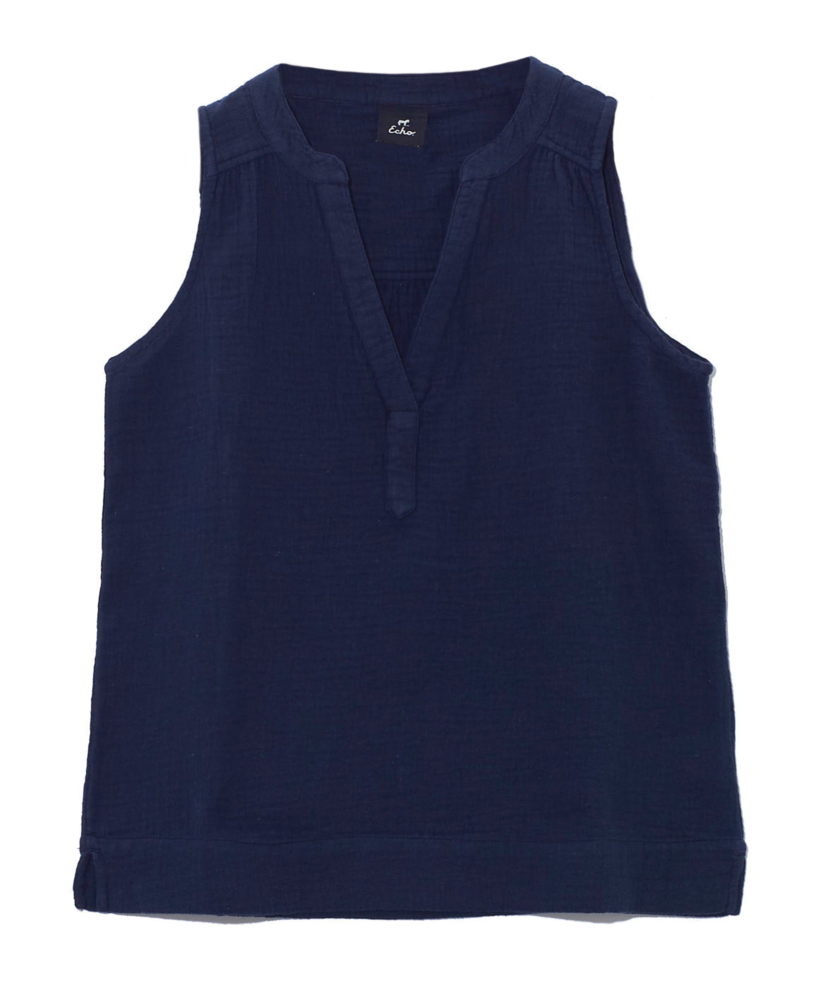 Double Gauze Sleeveless Top in color Navy