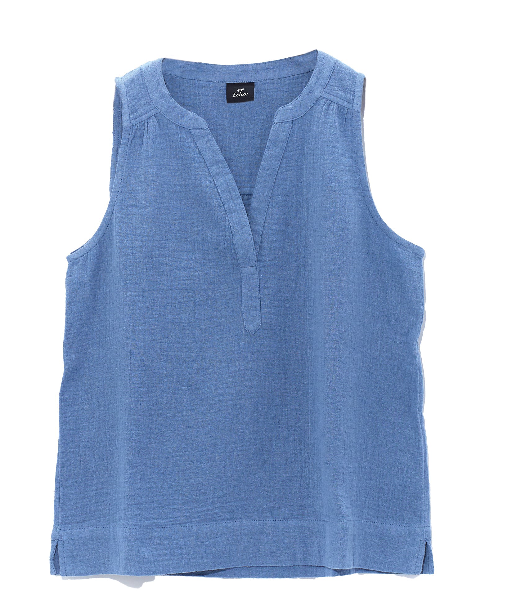 Double Gauze Sleeveless Top in color Infinity Blue