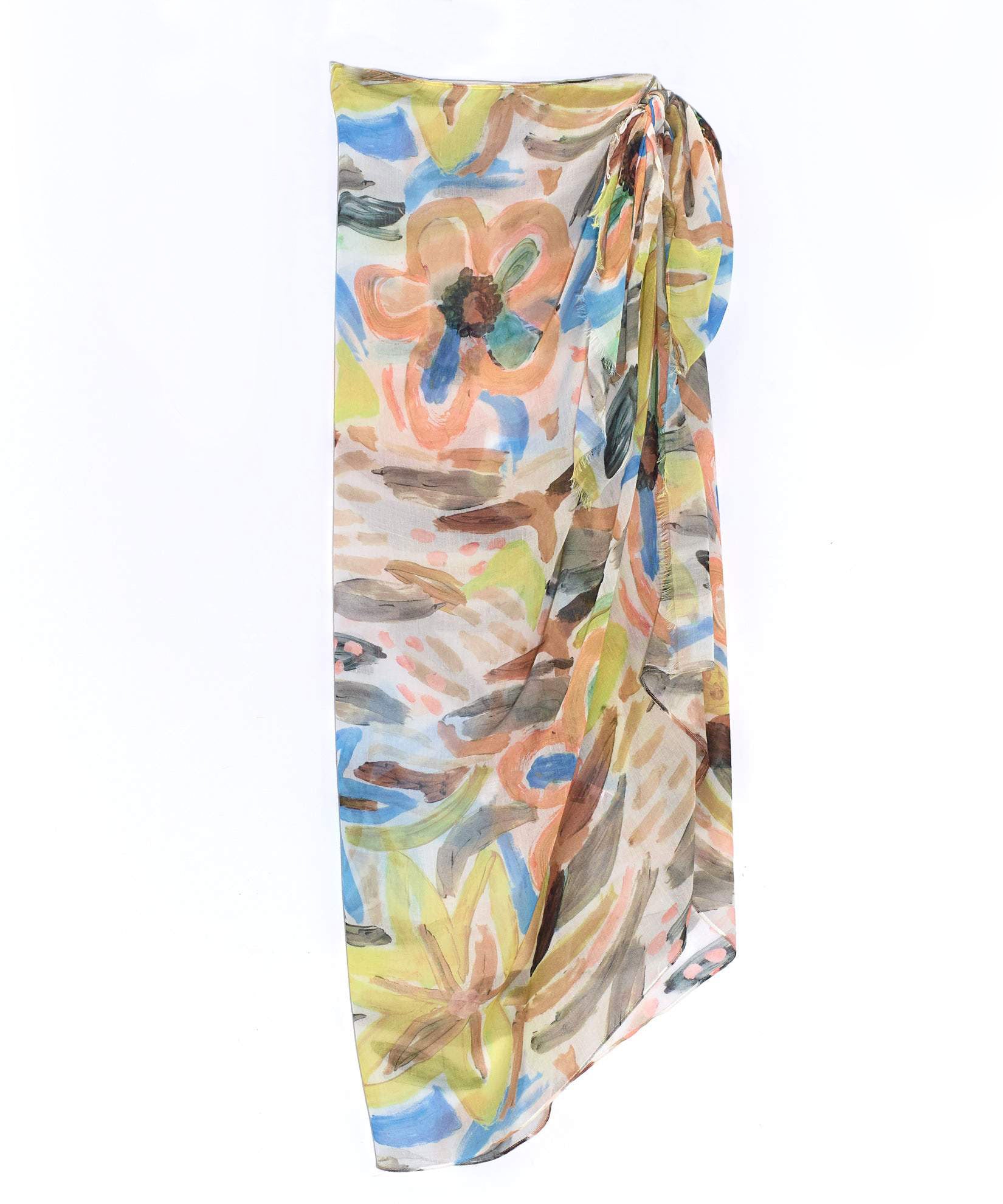 Expressive Floral Pareo in color Cream