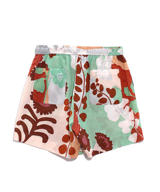 Wild Floral Beach Shorts in color Sienna