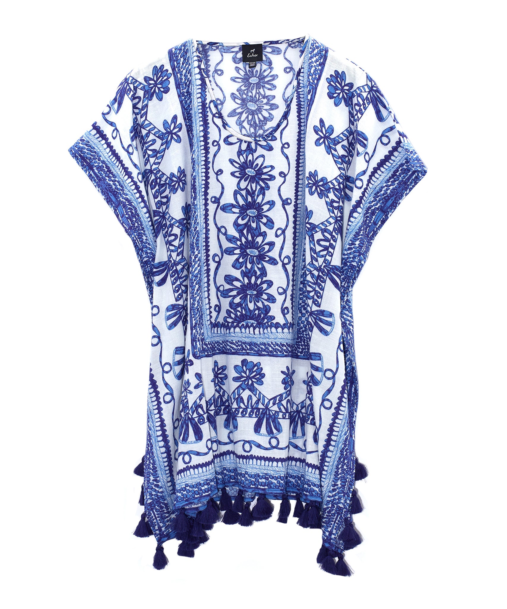 Sketchy Scroll Caftan in color Vista Blue