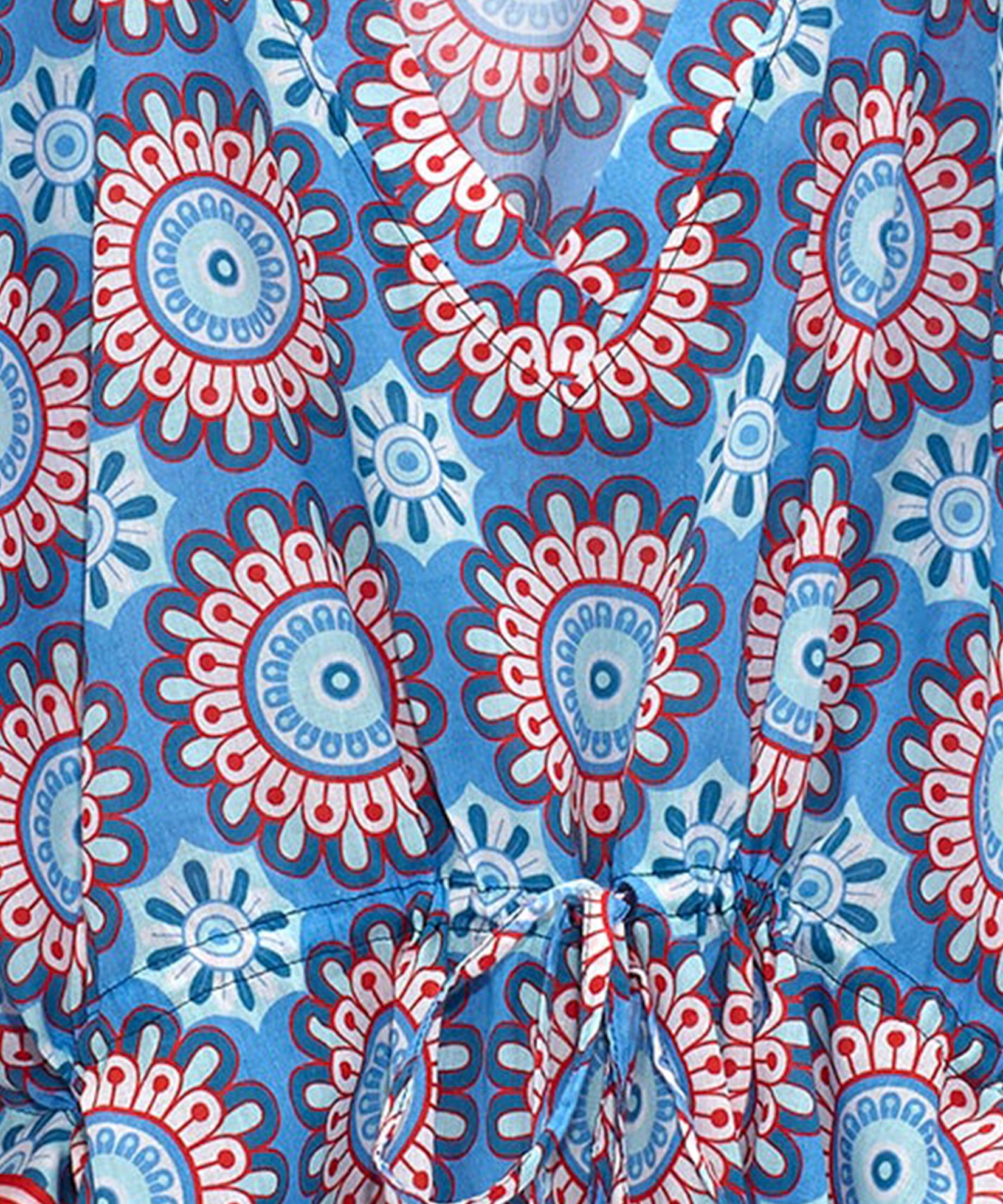 Porto Tile Butterfly Tassel Caftan in color Fresh Air
