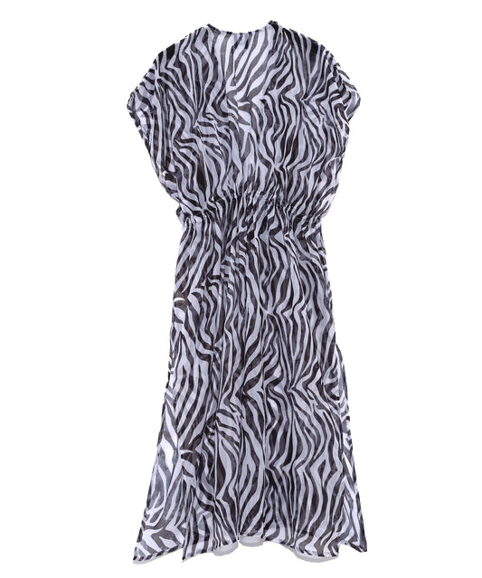 Zebra Camo Longline Beach Robe in color Black