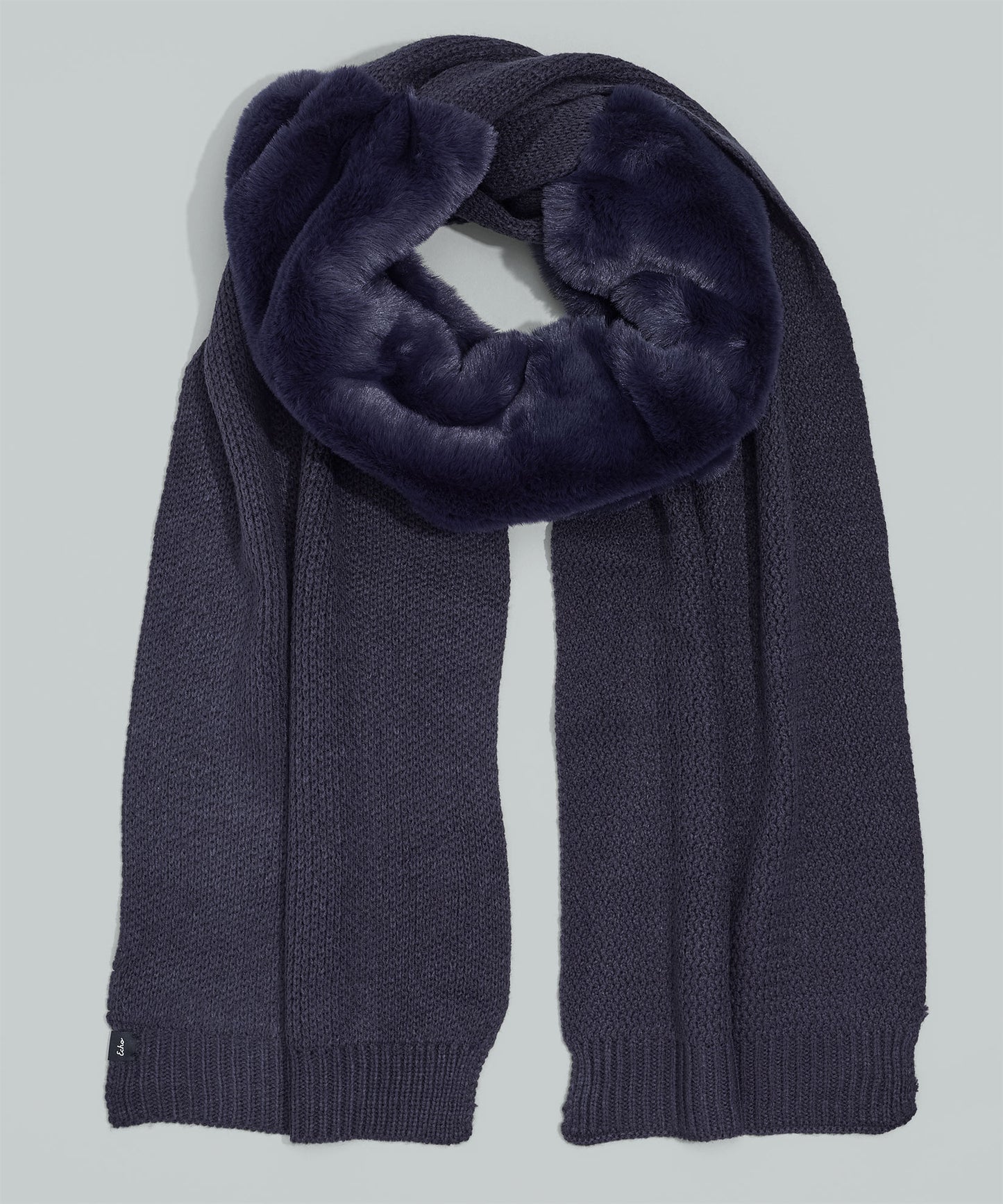 Faux Fur Knit Scarf in color Echo Charcoal