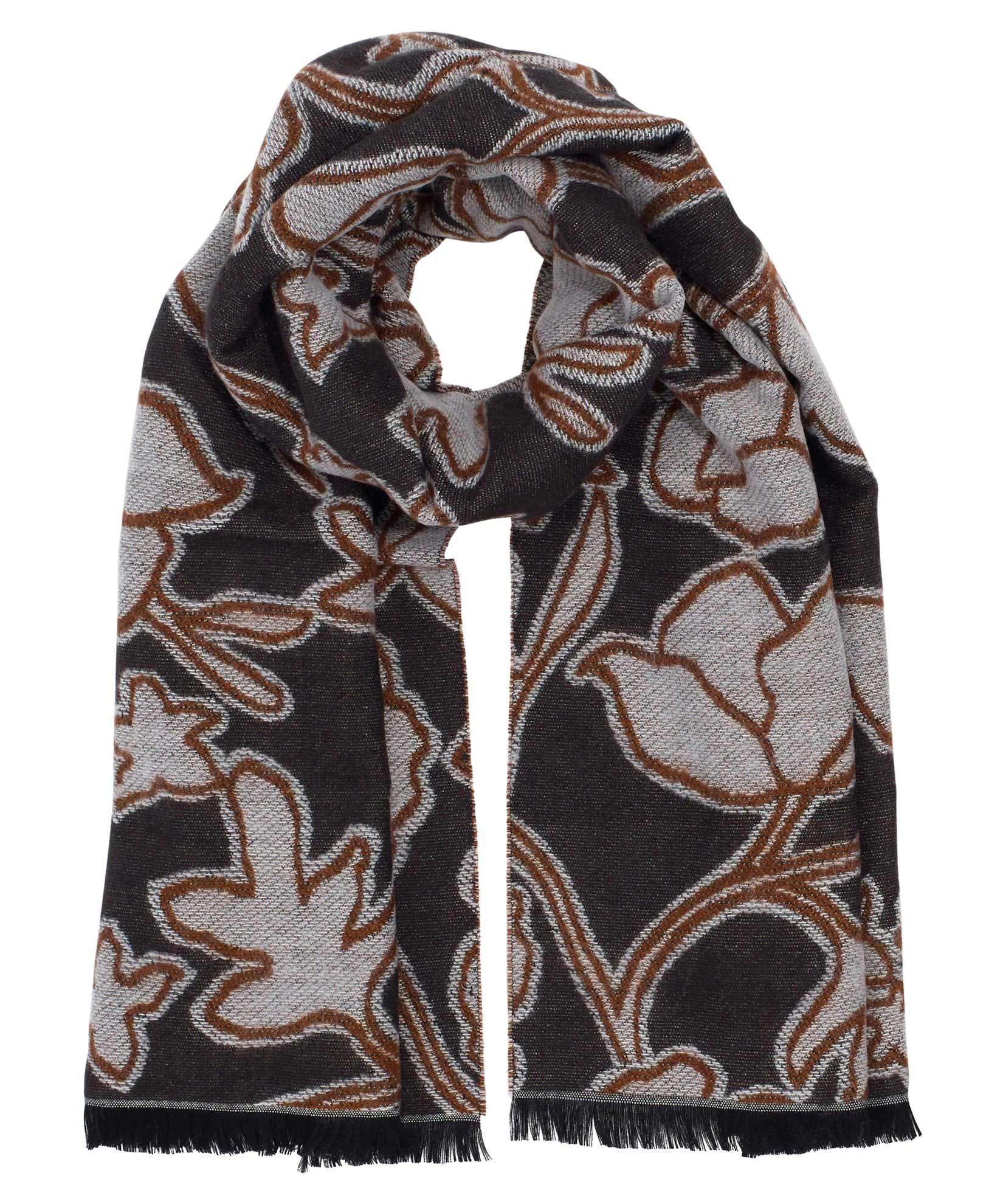 Graphic Floral Jacquard Scarf in color Black