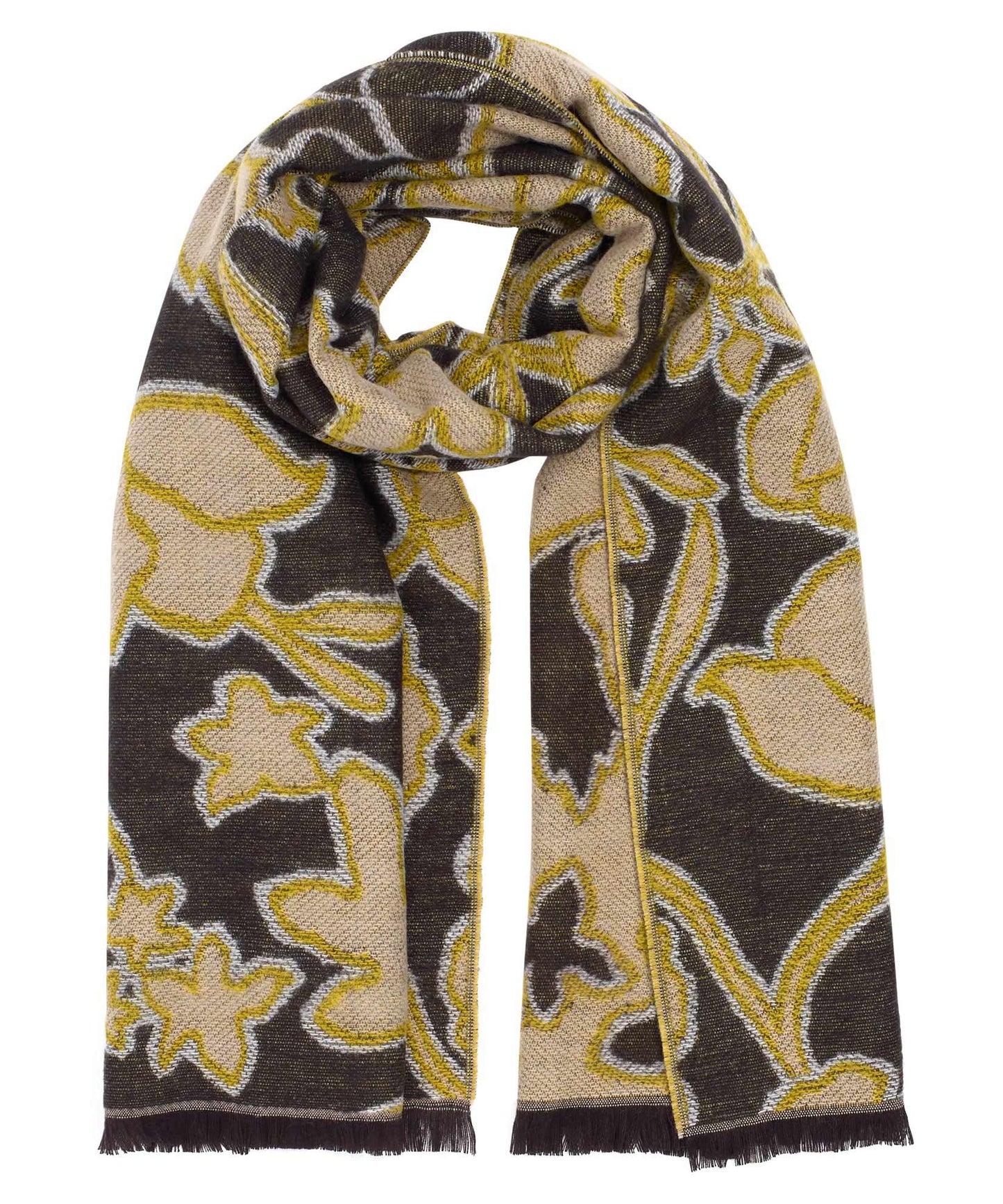 Graphic Floral Jacquard Scarf in color Frappe