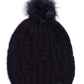 Twisted Cable Pom Hat in color Black