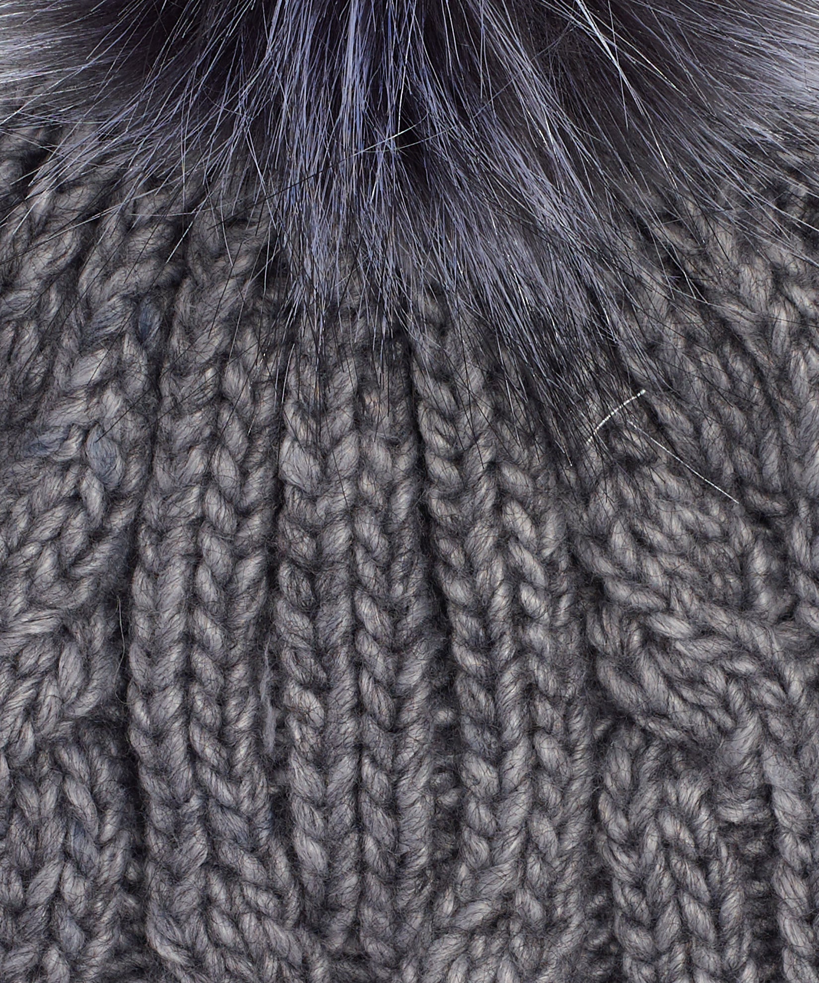 Twisted Cable Pom Hat in color Silver