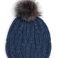 Twisted Cable Pom Hat in color Denim Blue