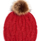 Twisted Cable Pom Hat in color Rouge