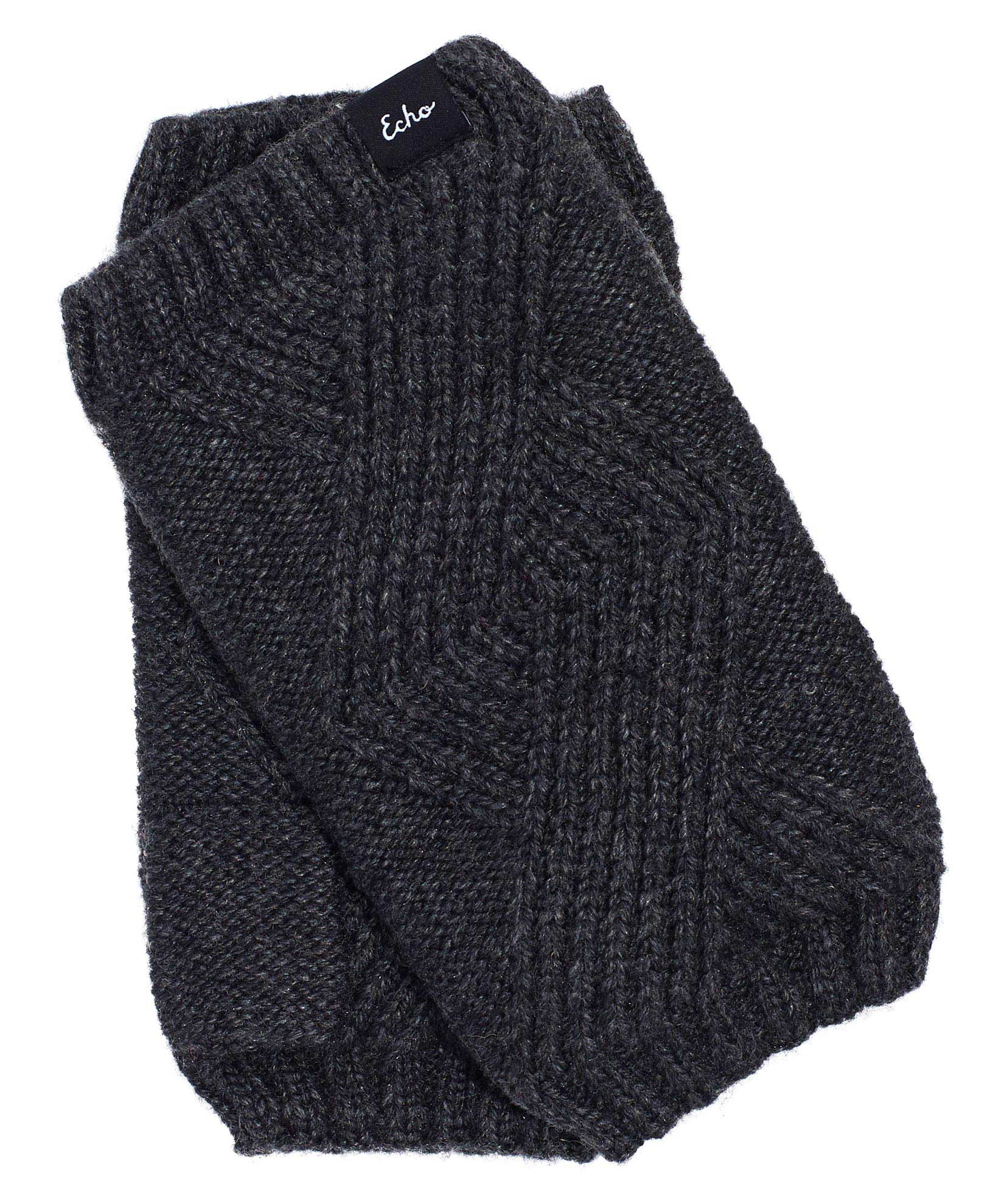 Recycled Cable Fingerless Glove in color Charcoal