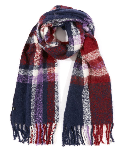 Boucle Plaid Scarf in color Navy