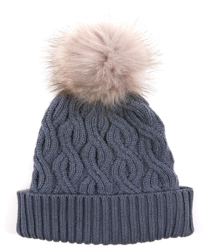 Recycled Pom Hat in color Denim Blue